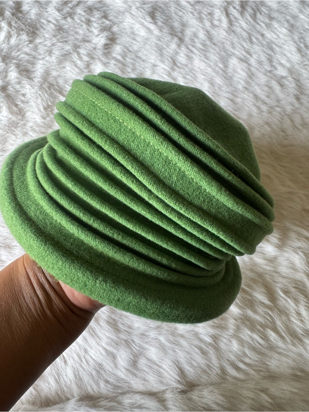 Parkhurst Green Rolled Wool Cloche Hat